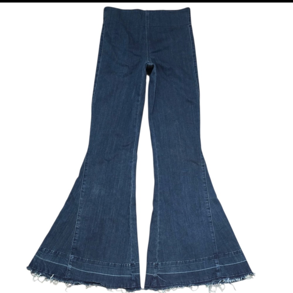 Show Me Your Mumu Womens Berkeley Bells High Waisted Flare Jeans Dark & Stormy M - Picture 6 of 12